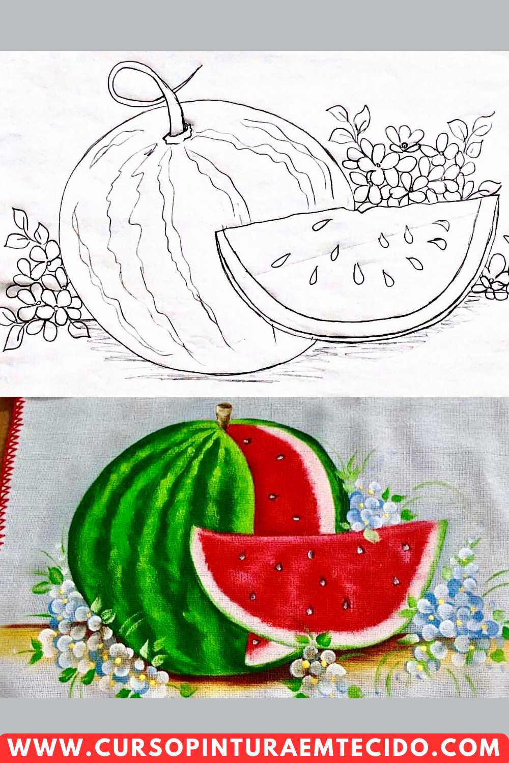 Pintura de fatia de melancia com risco
