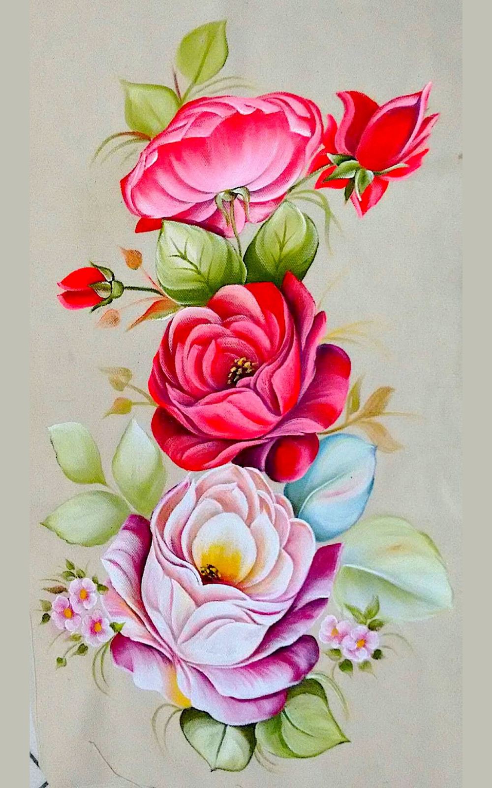 Pintura de rosas cor-de-rosa